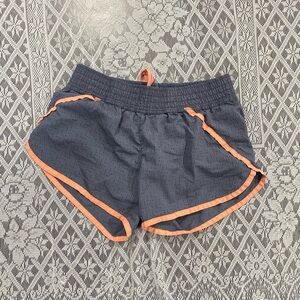 Champion Gray Athletic Shorts with Orange Trim and Comfortable Fit